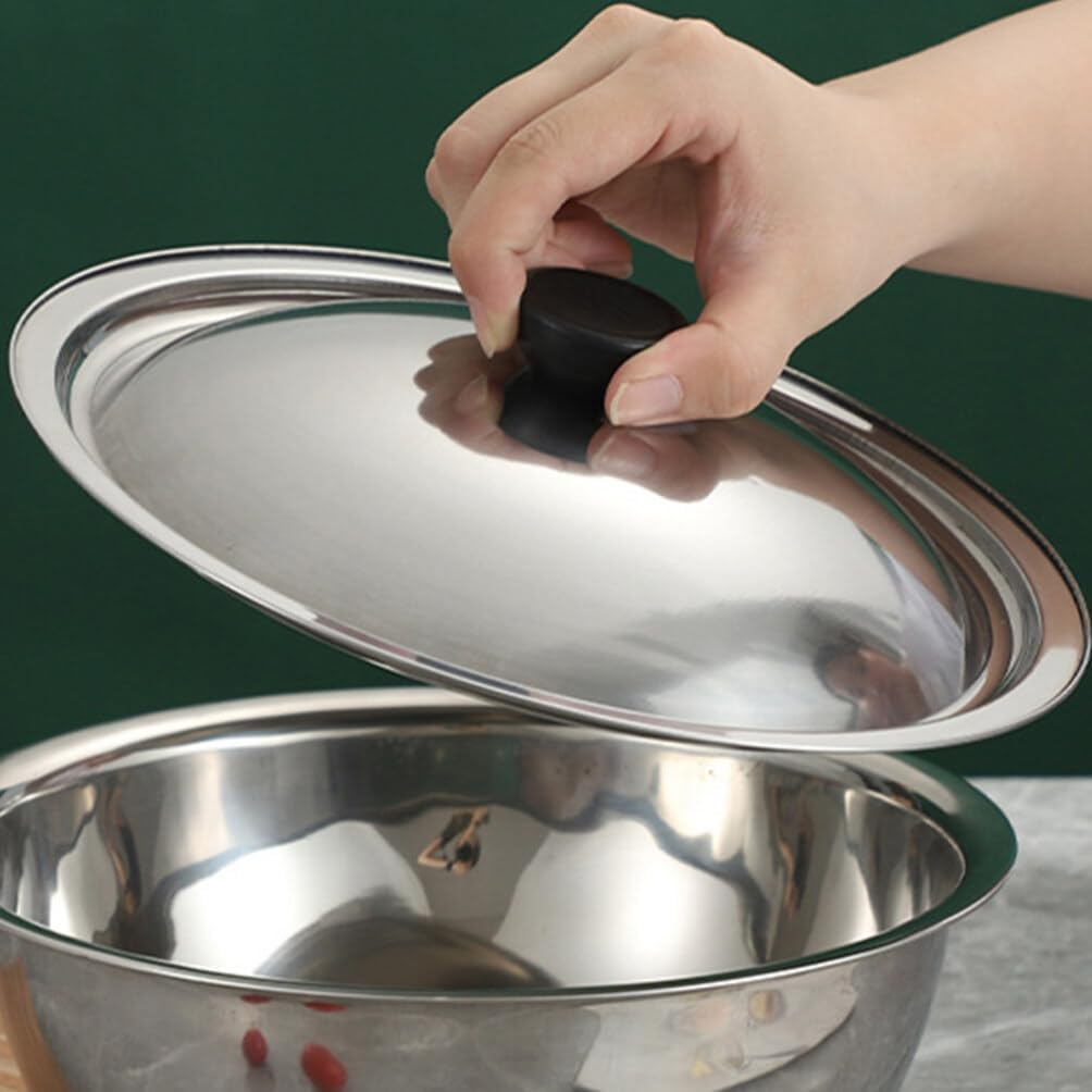 Stainless Steel Universal Pot Lid with Bakelite Knob, 18Cm Replacement Cover for Saucepan, Frying Pan, Skillet, Spice Pot, and Small Bowls
