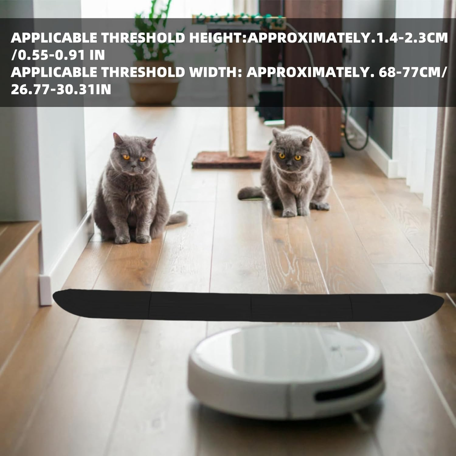 Rubber Threshold Ramp for Robot Vacuum, Wheelchair, Doorways, Bathroom, Black, 4 Pack - Grey image number 3