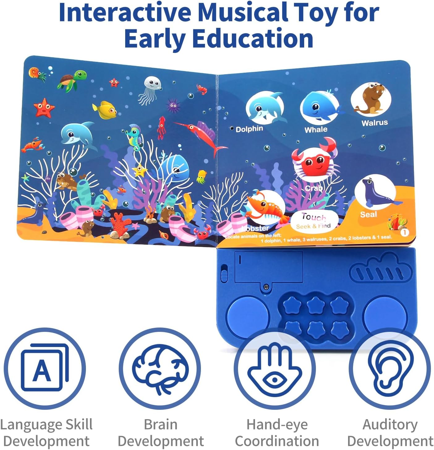 Interactive Children'S Sound Book, Realistic Sea Animals Audio Developmental Book, Learning Educational Sensory Musical Toys for Toddlers 1-3, Birthday Gifts for Boys & Girls (Ocean-Themed) image number 3