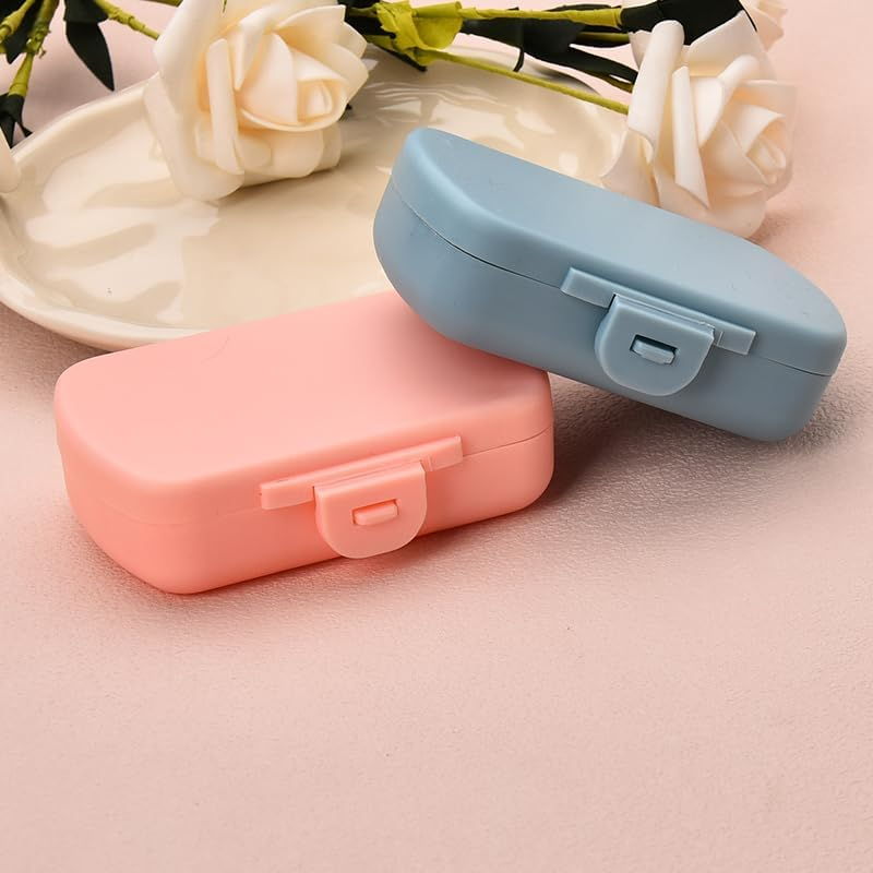 Travel Pill Organizer Day Pill Box Small Pill Case, Daily Pill Container 3 Times a Day Medicine Pill Organizer, Portable Day Pill Fish Oil Container, Pink and Blue image number 1