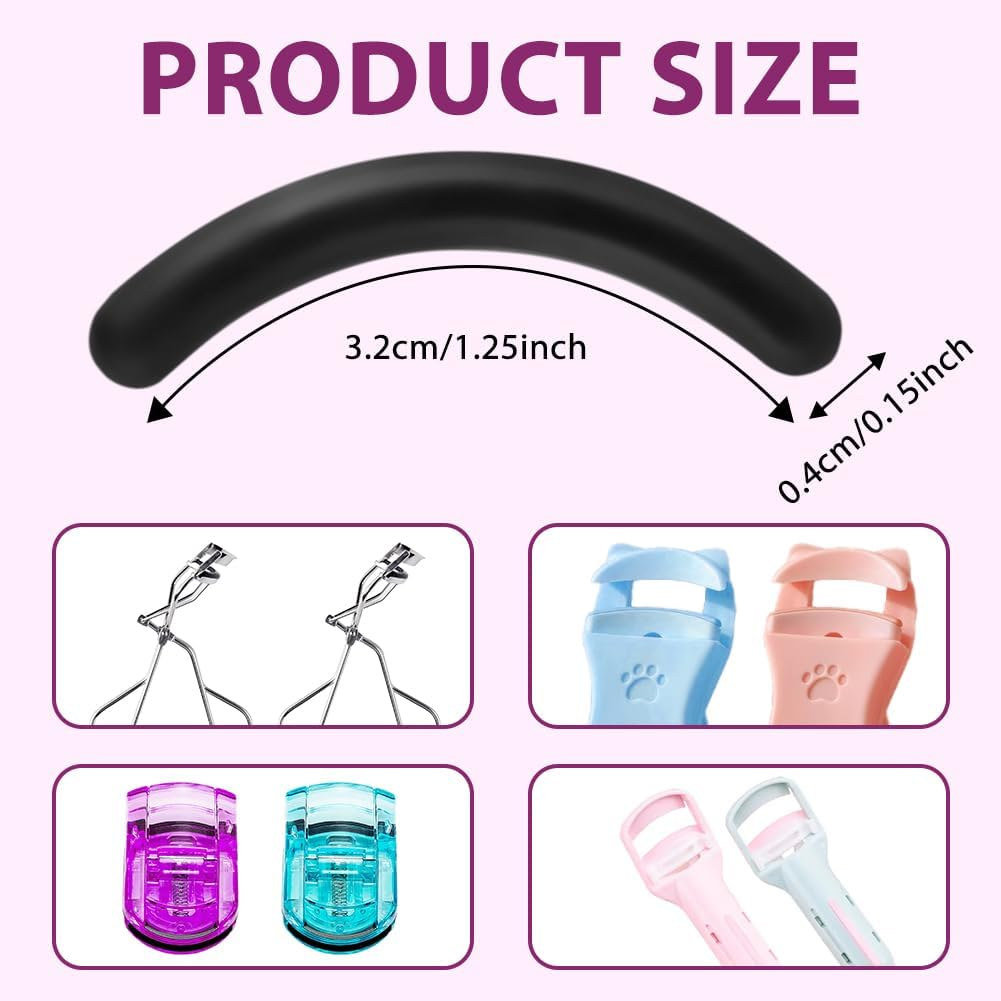 BUTBU 50Pcs Eyelash Curler Refills, Eyelash-Curlers Pads, Silicone Rubber Curlers Replacement Pad, Durable Rubber Strips for Universal Eyelash Curler (Black) image number 2
