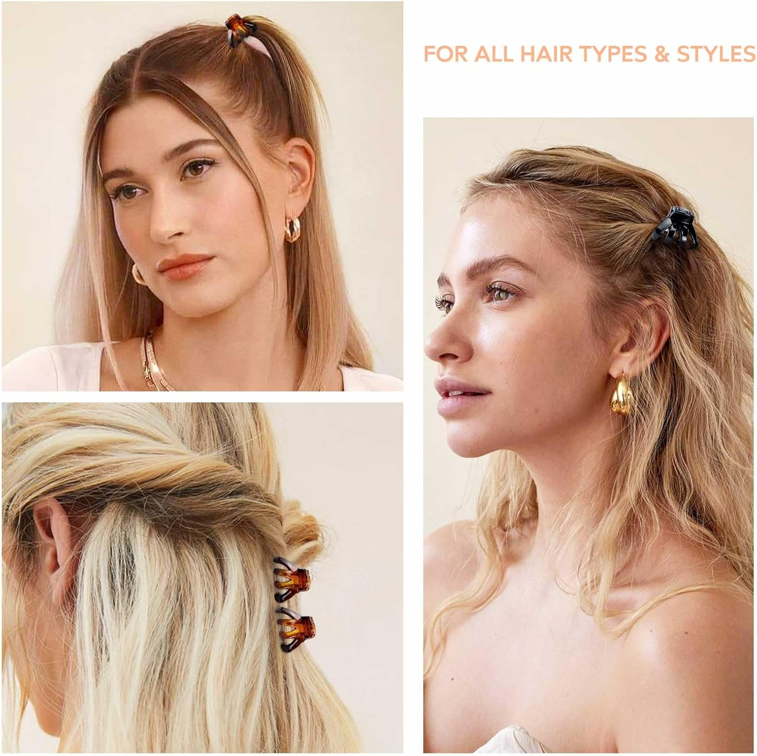 PROPOG 15 Pcs Small Claw Clips, Octopus Claw Hair Clips for Fine Short Hair Mini Hair Grips 3Cm Non Slip Claw Grips for Women Girls Hairstyling Accessories image number 3