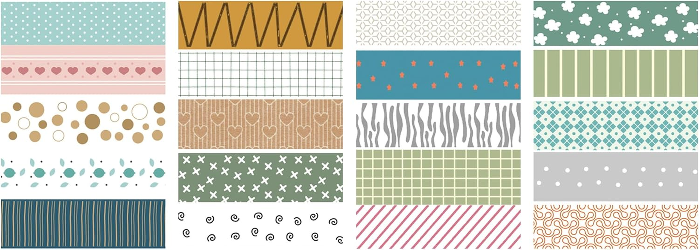 YUBBAEX 20 Rolls Basic Patterns Washi Tape Set Skinny Masking Creative Decorative Tapes, Designer'S Selection (Collection 3-Elegance) image number 4