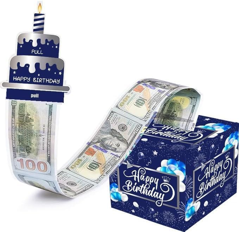 Birthday Money Pull Box, Money Box for Cash, Pull Birthday Money Gift Box with Money Bags, Gift Boxes for Men Women Boys Girls (Pink)