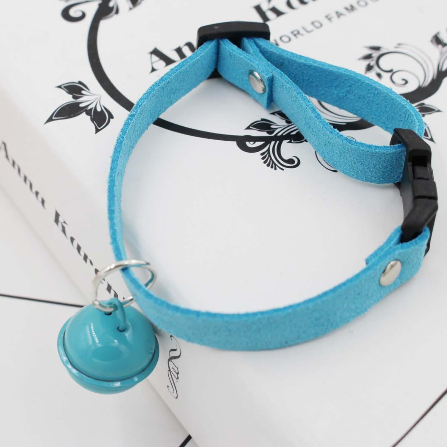 Breakaway Cat Collar Strip Bell，Safety Quick Release Cat Collars,Double Velvet with Bell, S-Size -20 Cm (Fit within 3 Kg) for Cats Puppy（Blue）