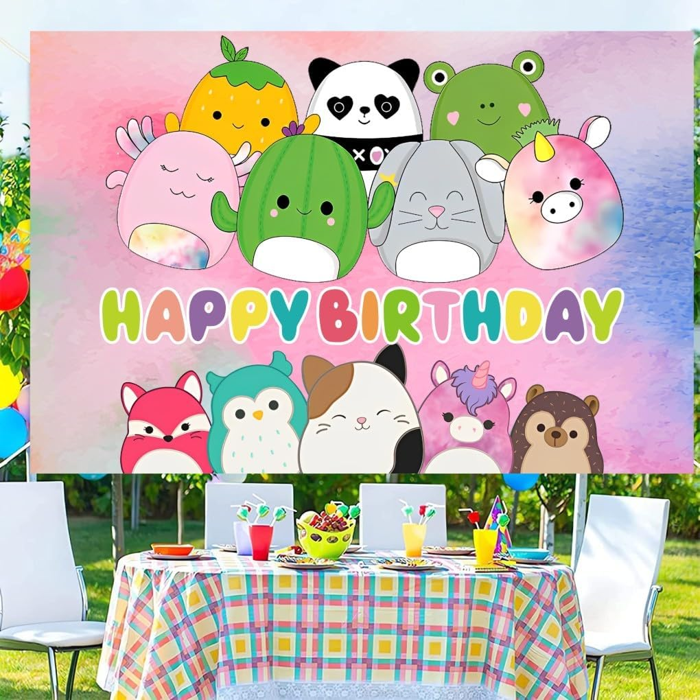 Cute Animal Background Birthday Decorations - Happy Birthday Banner Backdrop for Party Supplies (5X3Ft) image number 5
