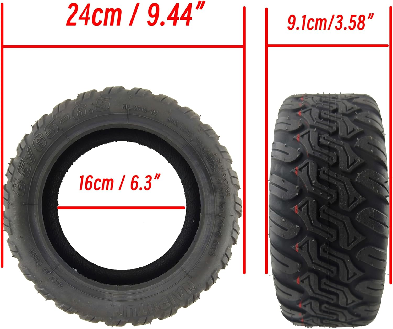 10" 85/65-6.5 Rubber Explosion-Proof Tubeless Tire Replacement for Ninebot Segway Self-Balancing Scooter, Xiaomi Mini Pro, GOTRAX GX2 Hoverboard Electric Scooter Tyre Wheel Parts (1) image number 1