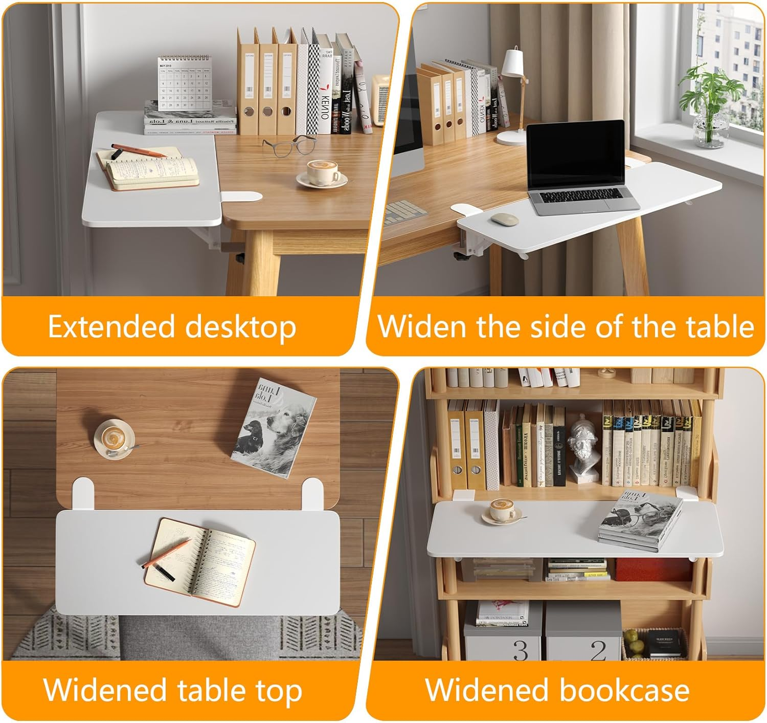 WYJREES Ergonomics Desk Extender Tray,30"X9.9" Table Mount Arm Rest Shelf,90&deg; Foldable Keyboard Tray Platform,Clamp on Computer Arm Rest for Desk,Desk Extension for Office Home Desks,White image number 6