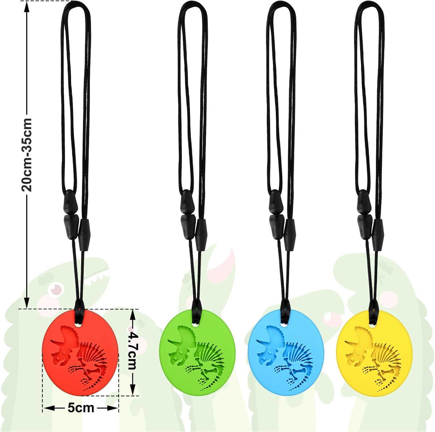 MR.TIMELAG Chew Necklace, 4 Pack Sensory Chew Necklace Bundle for Kids with Teething, ADHD, Autism, Oral Motor Chewy Teether, for Boys&Girls,Silicone Necklace Made from Food Grade Silicone Safety image number 6
