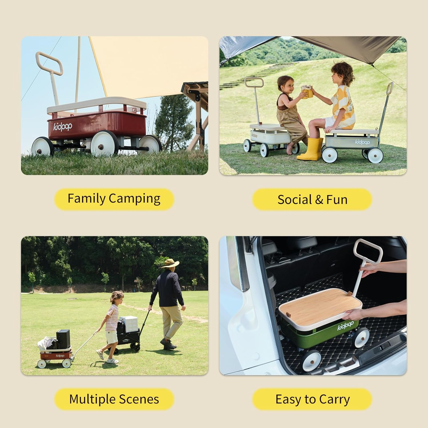 Pula-Wild 3-In-1 Kids' Pull-Along Wagon Toddlers Push Walker for 2.5-8, Removable Wooden Cover and Adjustable Handlebar, Birthday Gifts Max Weight 33 Lbs (White) image number 3