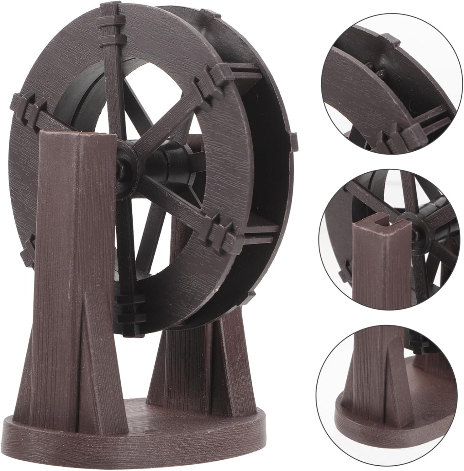 Gadpiparty Miniature Water Wheel for DIY Waterfall Fountain Brown Landscaping Wheel with Stand Vintage Style Decoration for Indoor and Outdoor Garden Scenes Calming Water Feature Ornament image number 6