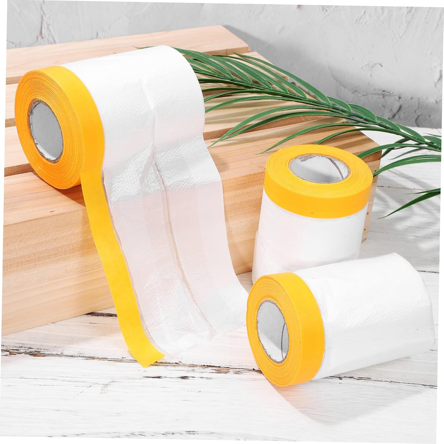 6Rolls Masking Tape Film Self-Adhesive Covering Films Easy to Apply Tear-Resistant for Painting Automotive Furniture image number 6