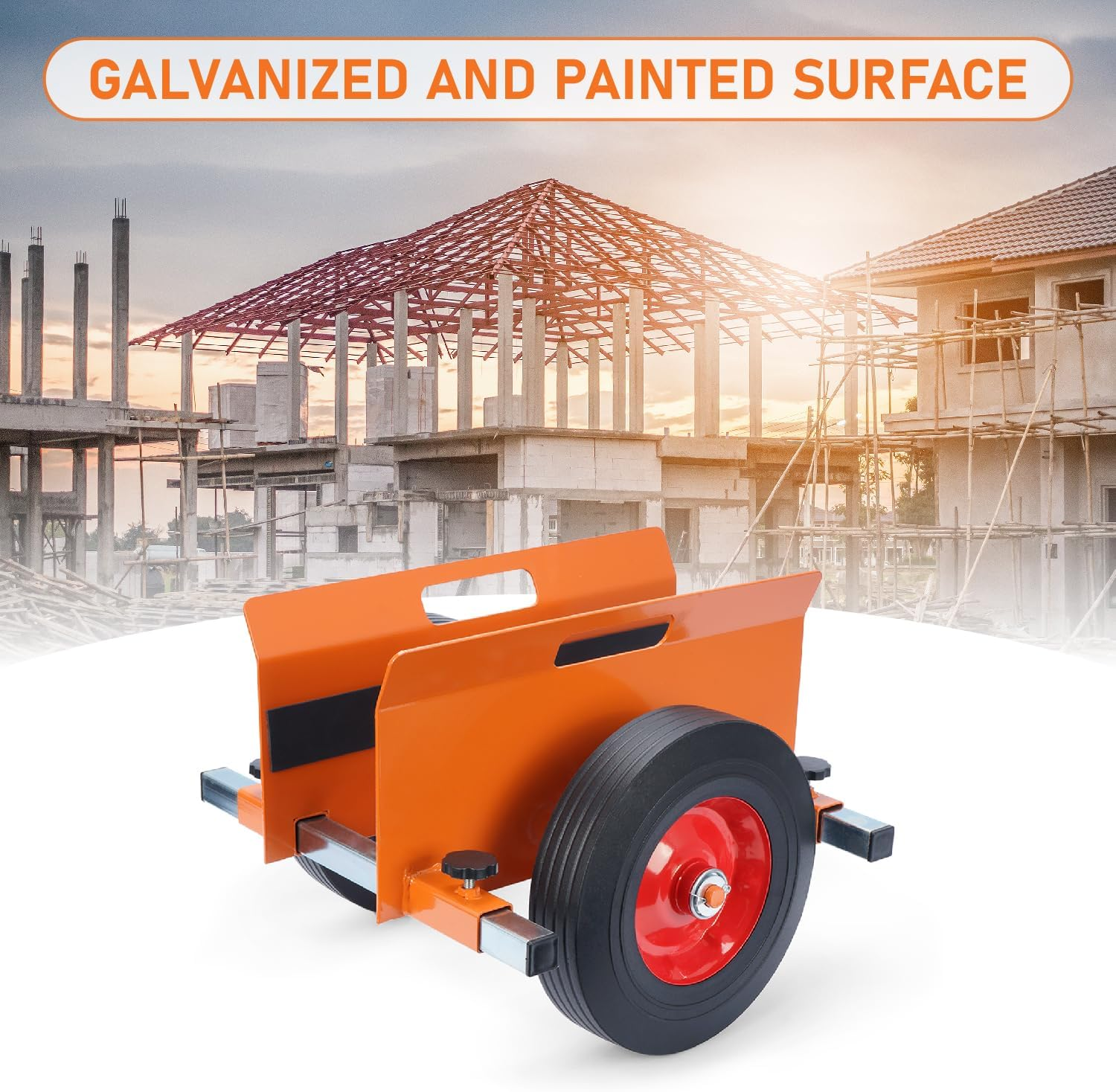 Lehom Panel Dolly Heavy Duty Door Dolly Cart 1100LBS Capacity Granite Slab Dolly Adjustable Drywall Mover with 10" Solid Wheels Panel Cart for Drywall Sheet Material Handling All Terrain Moving Cart image number 5