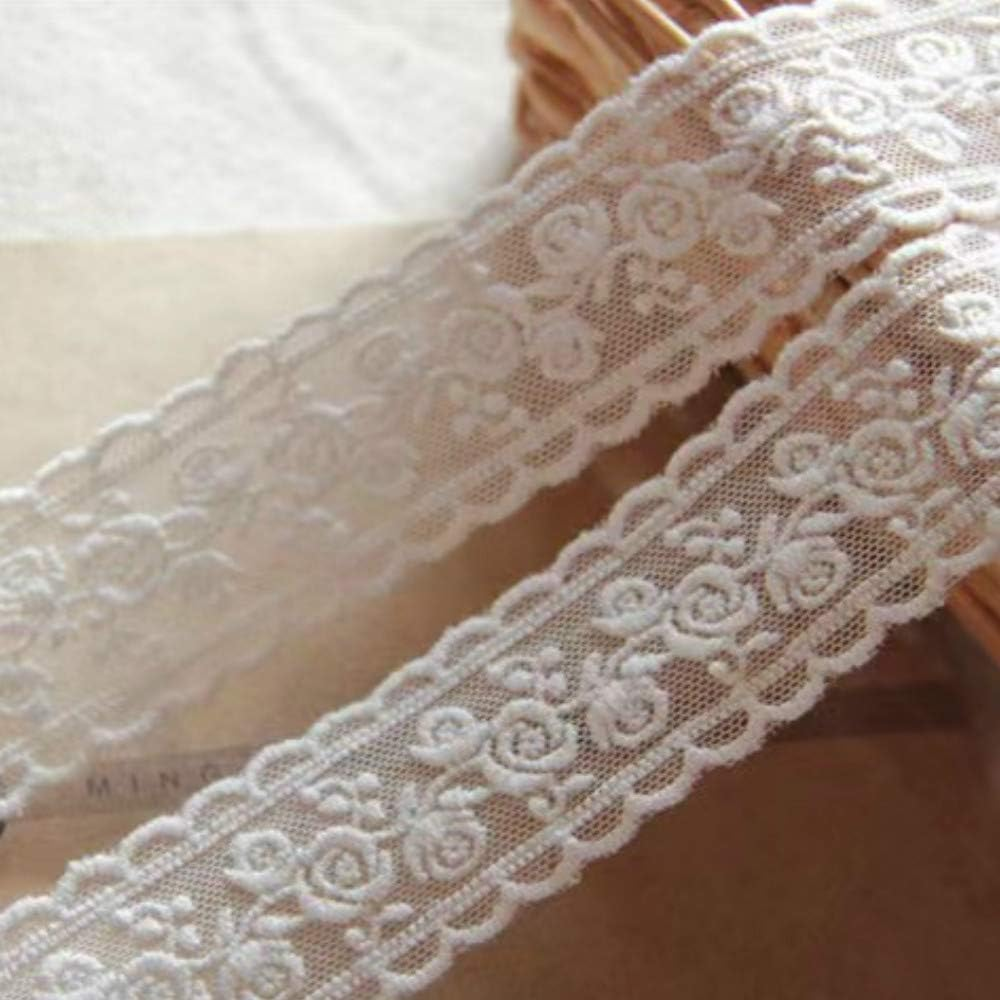 Lace Trim Ribbon, Delicate White Floral Ribbon for Wedding/Bridal Decoration, DIY Craft Sewing, Home Decoration, 5 Yards - Beige image number 4