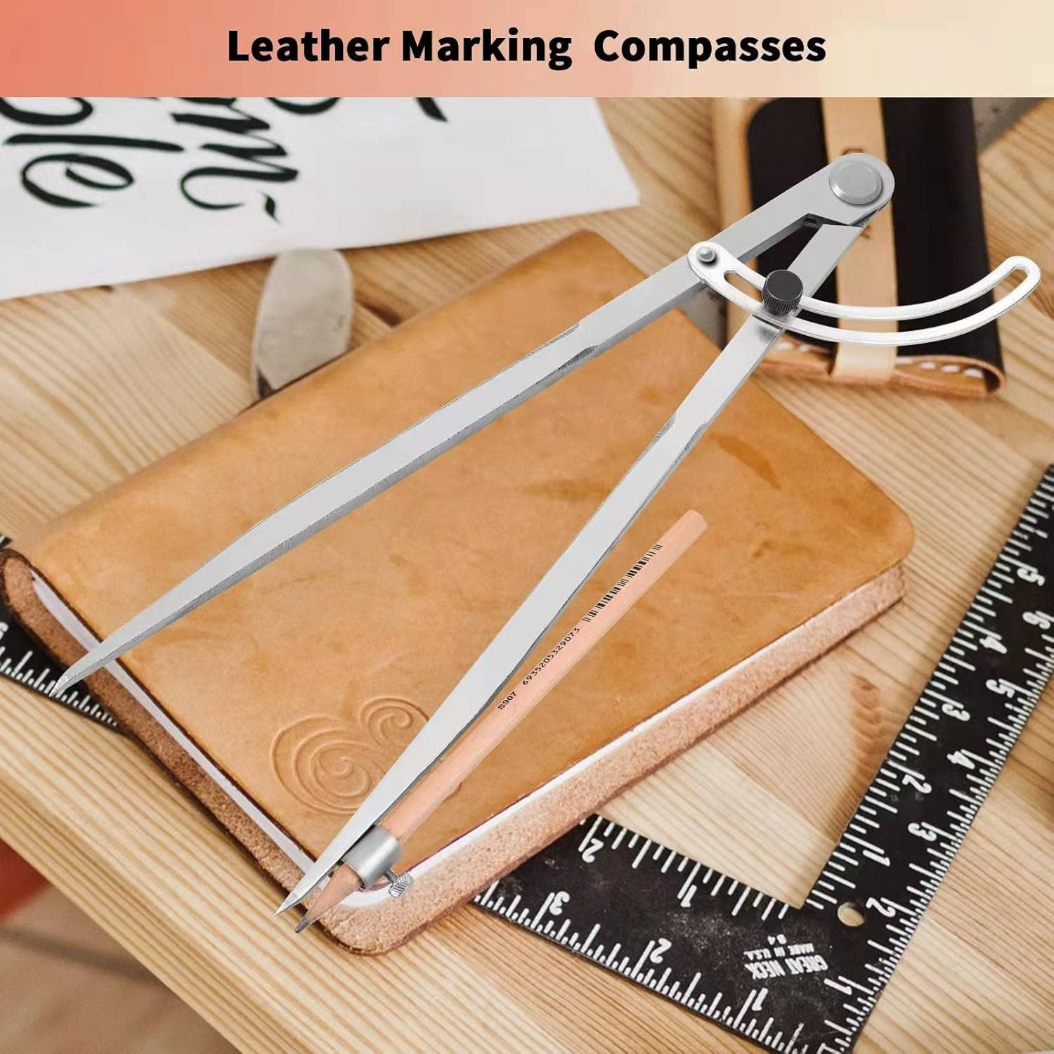 Compass for Geometry, 20 Inch Compass for Woodworking, Precision Woodworking Compass with Wing Divider and Pencil Holder, Large Compass for Geometry, Drafting, Drawing Compass (20Inch) image number 6