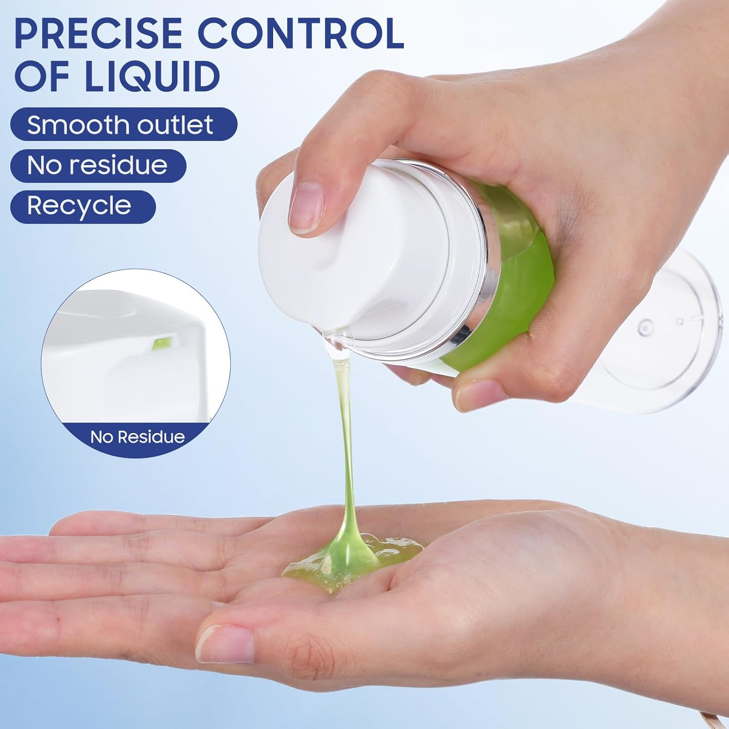 Totority Airless Pump Bottles 2Pcs 150Ml ABS Refillable Lotion Container for Travel Skincare and Cream Storage image number 3