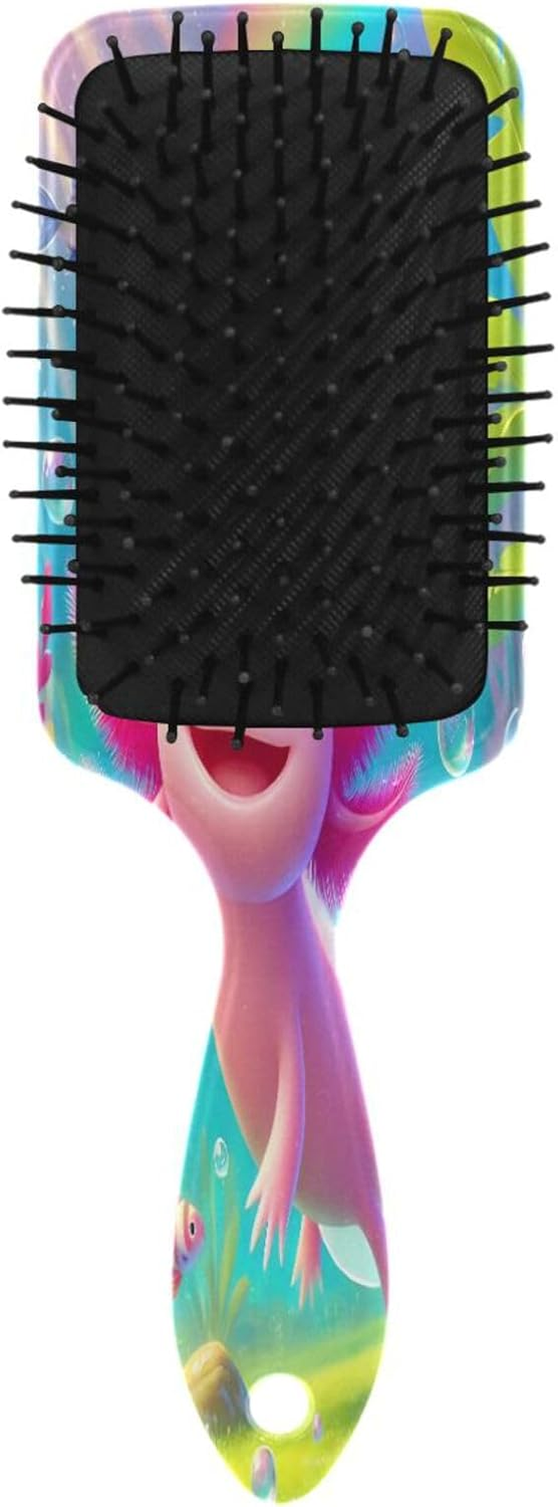 Cute Pink Axolotl Massage Hair Brush, Hair Detangler Brush, Mens Combs or Brushes image number 3