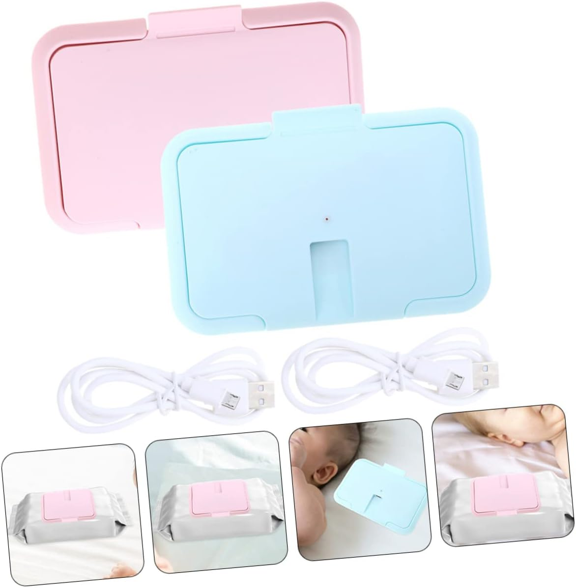 KOMBIUDA 2Pcs Portable Wipe Warmers USB Heater Dispenser for Car and Travel Keeps Wet Tissue at Comfortable Temperature for Diaper Changing image number 4