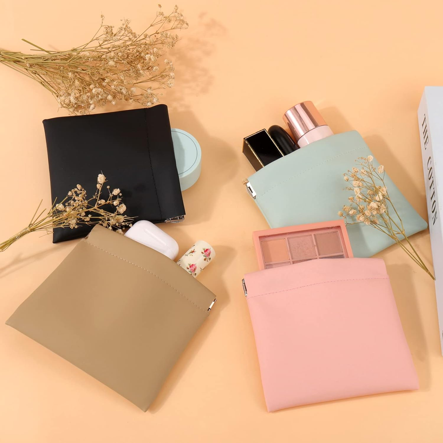 BUSOHA Small Makeup Bag for Purse, Mini Portable Cosmetic Bags for Women, Coin Purse Lipstick Cosmetic Accessories Organizer, Small Travel Kit Storage Pouch, 4 PCS, 4.7*4.3INCH, Mini Storage Bag image number 2