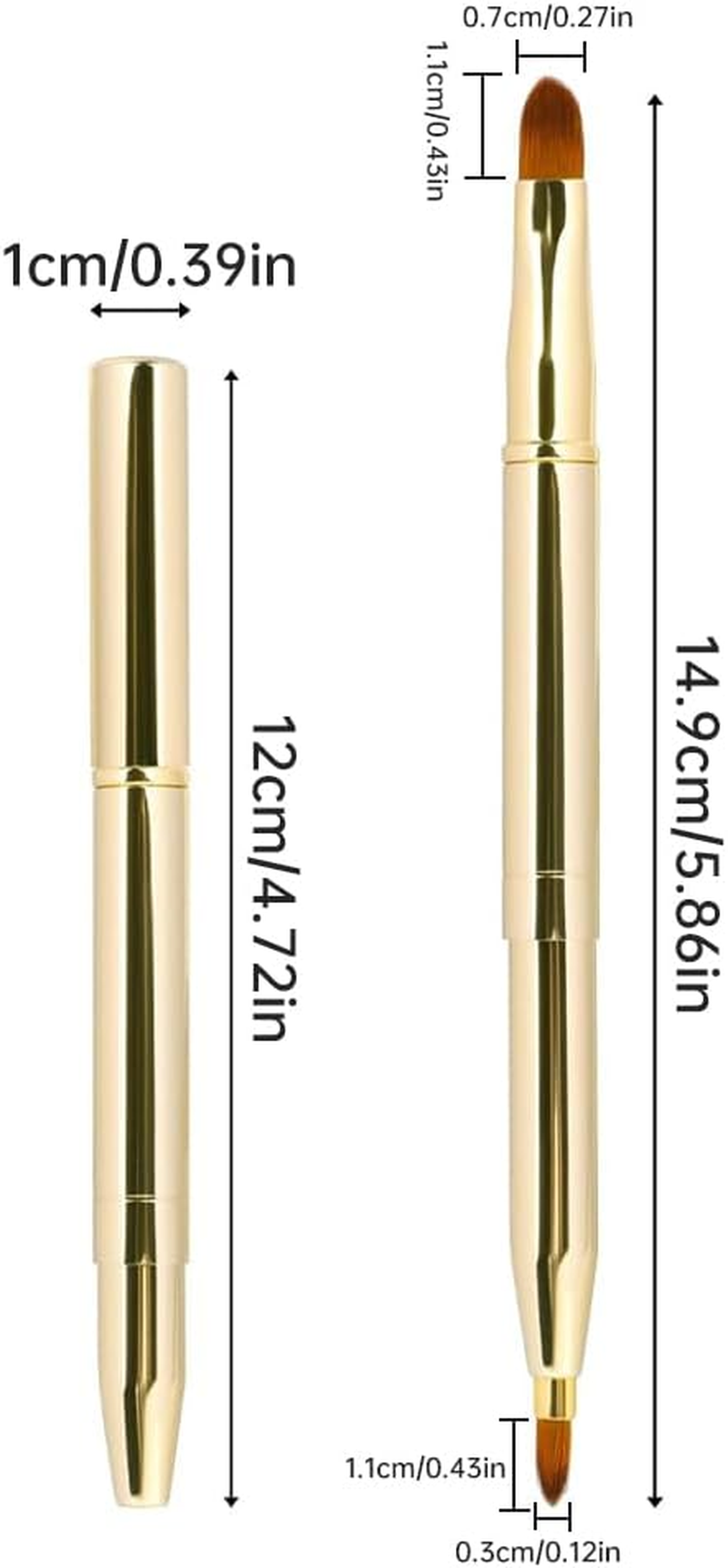 2 Pack Retractable Lip Brush with Cap, Double-Ended Lipstick and Lip Gloss Applicator Brush, Travel-Friendly Makeup Brush for Precise Application image number 2