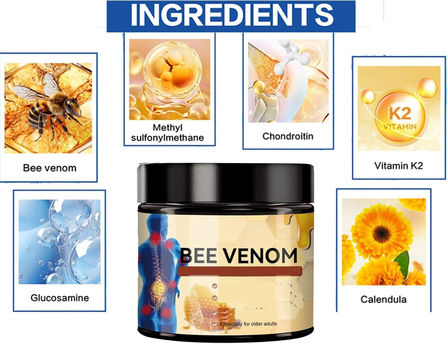 Bee Venom Cream Australia,Joint and Bone Gel for Back, Neck, Hands, Knee (3 PCS, 180 G (Pack of 3)) - 2 Pcs image number 3