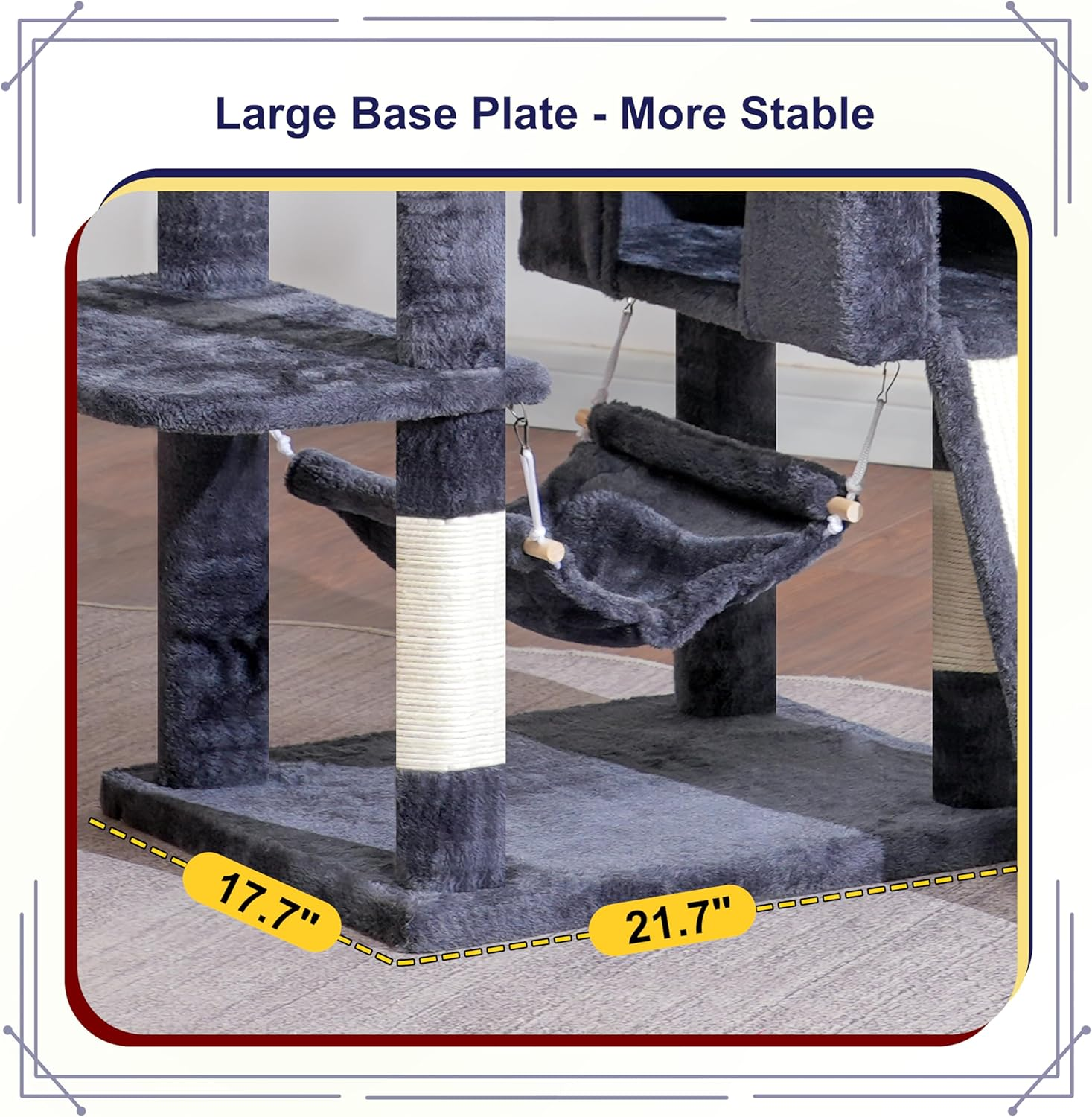 Gitelsnour Cat Tree, 71'' (180Cm) Cat Tower for Indoor Cats Large Adult, Multi-Level Cat Tree Tower with 2 Scratching Boards/Posts, 2 Plush Perches, 2 Cat Condos, Hammock, Smoky Gray GCT032G - Black And Red image number 5