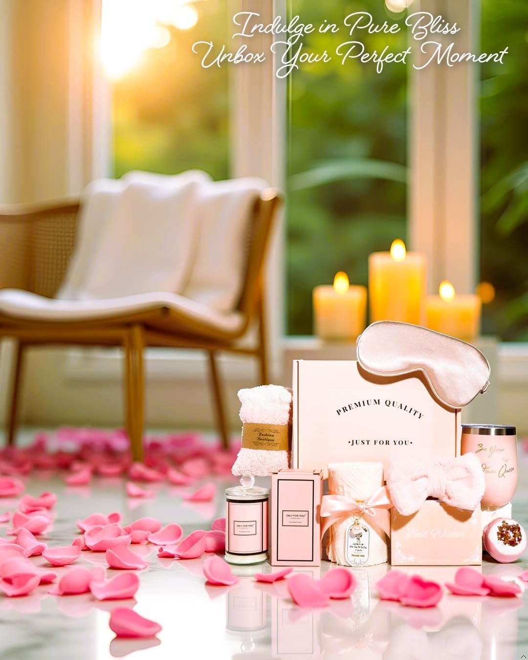 Spa Gift Hamper for Women &ndash; Luxury Birthday Gift Basket for Her with Bath Bombs, Salts & Skincare &ndash; Self Care Pamper Box for Her, Mum, Wife, Girlfriend &ndash; Relaxing Bath Set image number 6