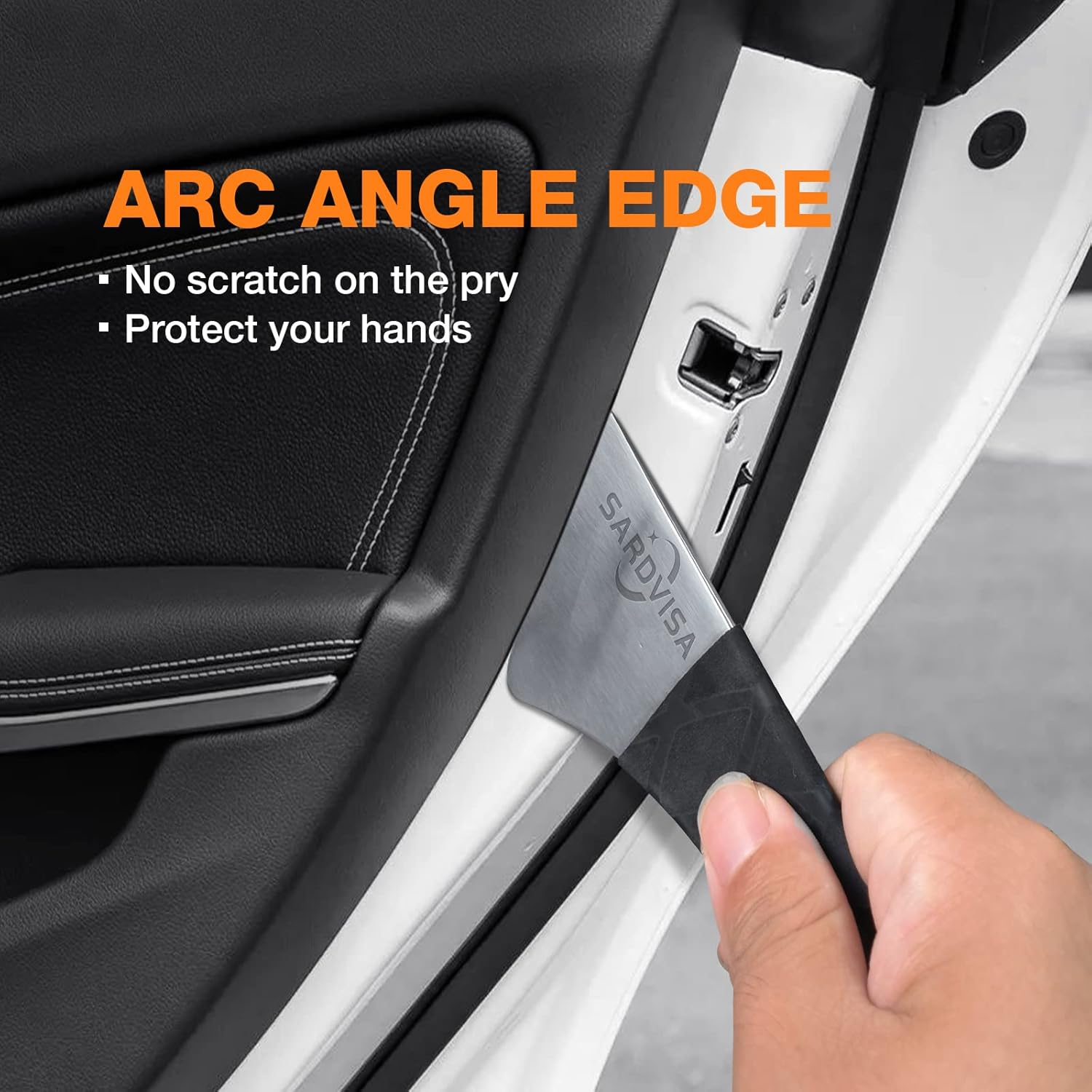 SARDVISA Auto Trim Removal Tool, Pro Heavy Weight Stainless Steel Metal Pry Board, Car Interior Easy Removal Pry Tool for Door Panel, Window, Fastener, Audio Dashboard, Clips, Baseboard image number 3