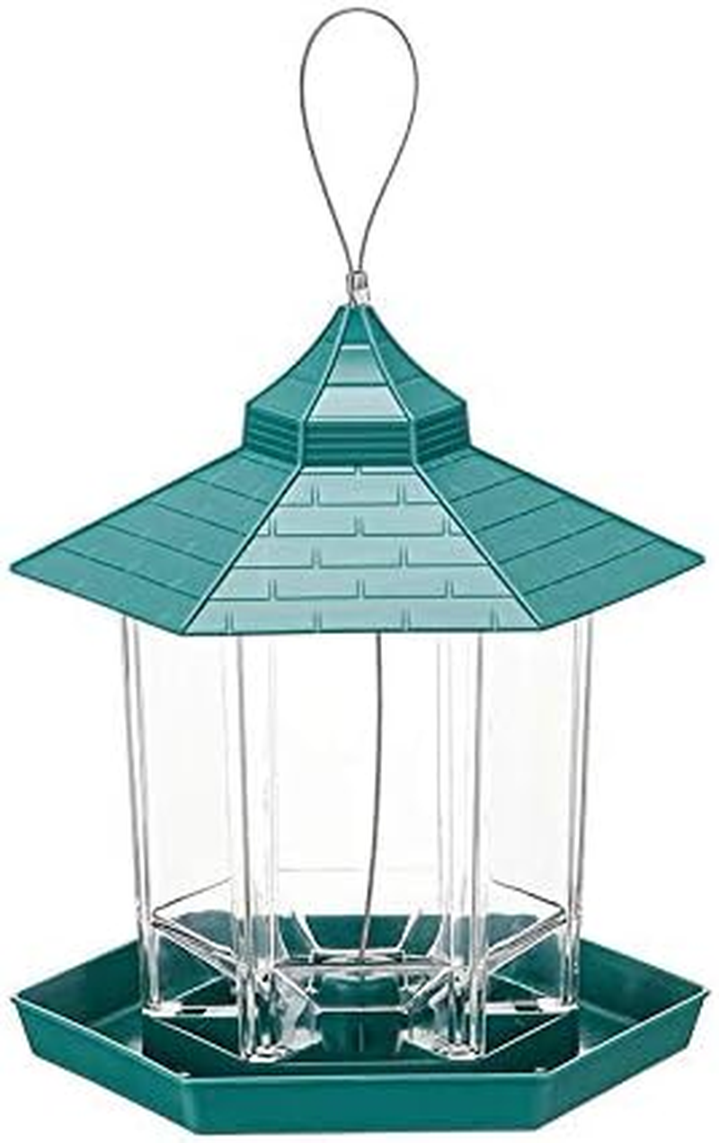 Bird Feeder for Wild Birds, Waterproof Roof Hanging Garden Decoration and Kids Wild Bird Feeder Kits, Durable Squirrel-Proof Bird Feeders Outside, Automatic Feeder Great for Attracting Birds (GE) image number 2