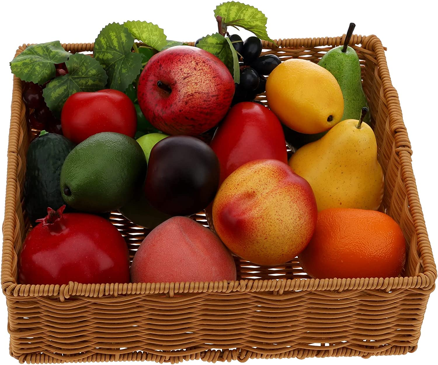 Gresorth Fake Mixed Fruit Artificial Apple, Peach, Pear, Orange, Grape, Mango, Lemon, Pomegranate, Avocado, Kiwi Model Home Kitchen Decoration - 17 Pcs image number 3