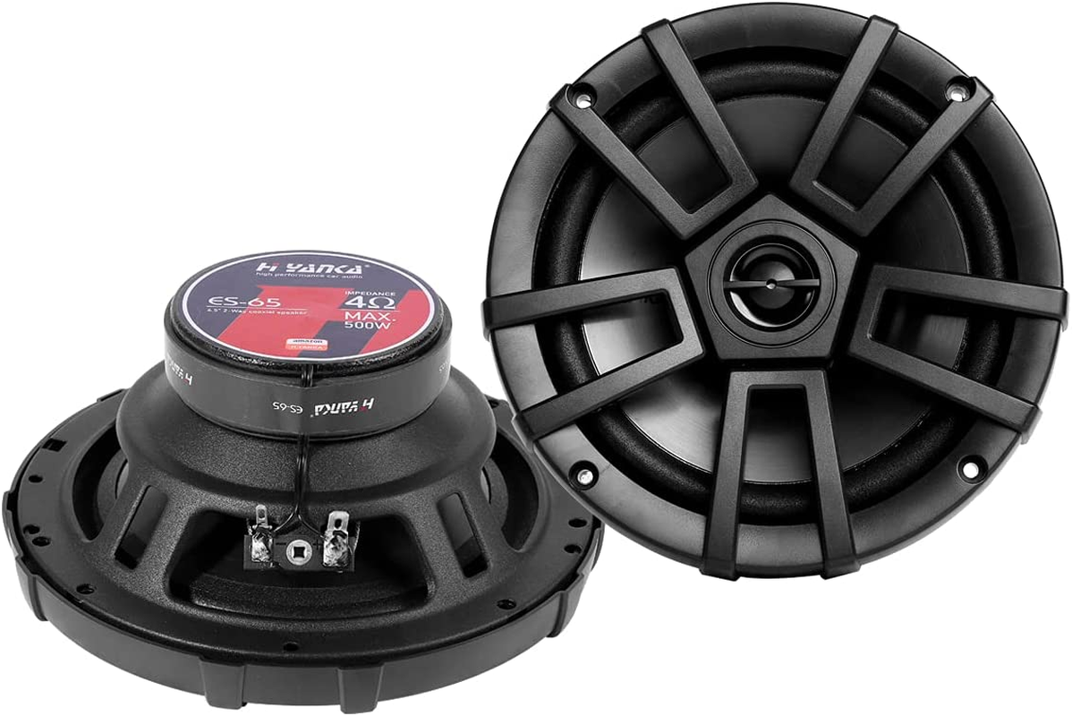 H YANKA 6.5 Car Speakers, Full Range Stereo 500 Watt Max 2-Way Coaxial Car Audio Speakers, Professional Car Door Speakers, Sound Stereo and No Distortion, Y30 Magnet Woofer and Ndfeb Tweeter （1 Pair） image number 1