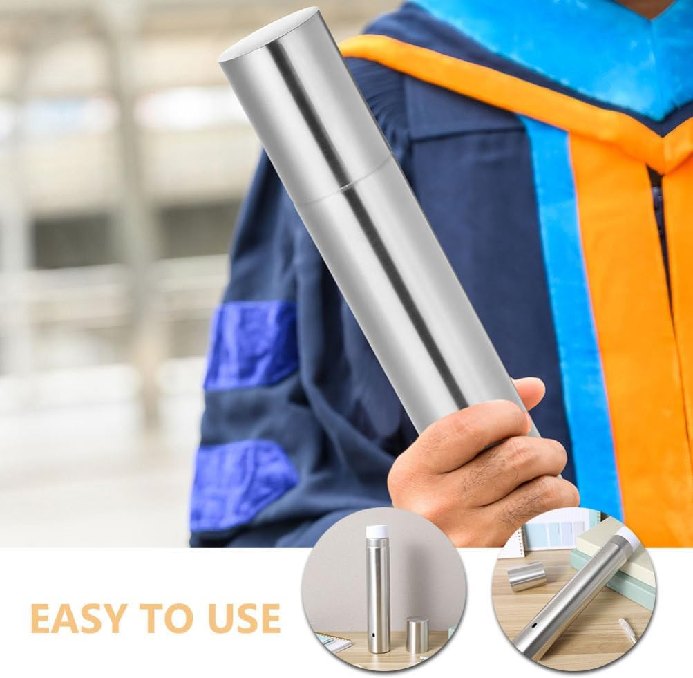 Veemoon Stainless Steel Certificate Tube, Birth Certificate Holder Tube Document Holder File Storage Ornaginzer Metal Storage Container Diploma Keepsakes Case for Diploma Poster Protector image number 2