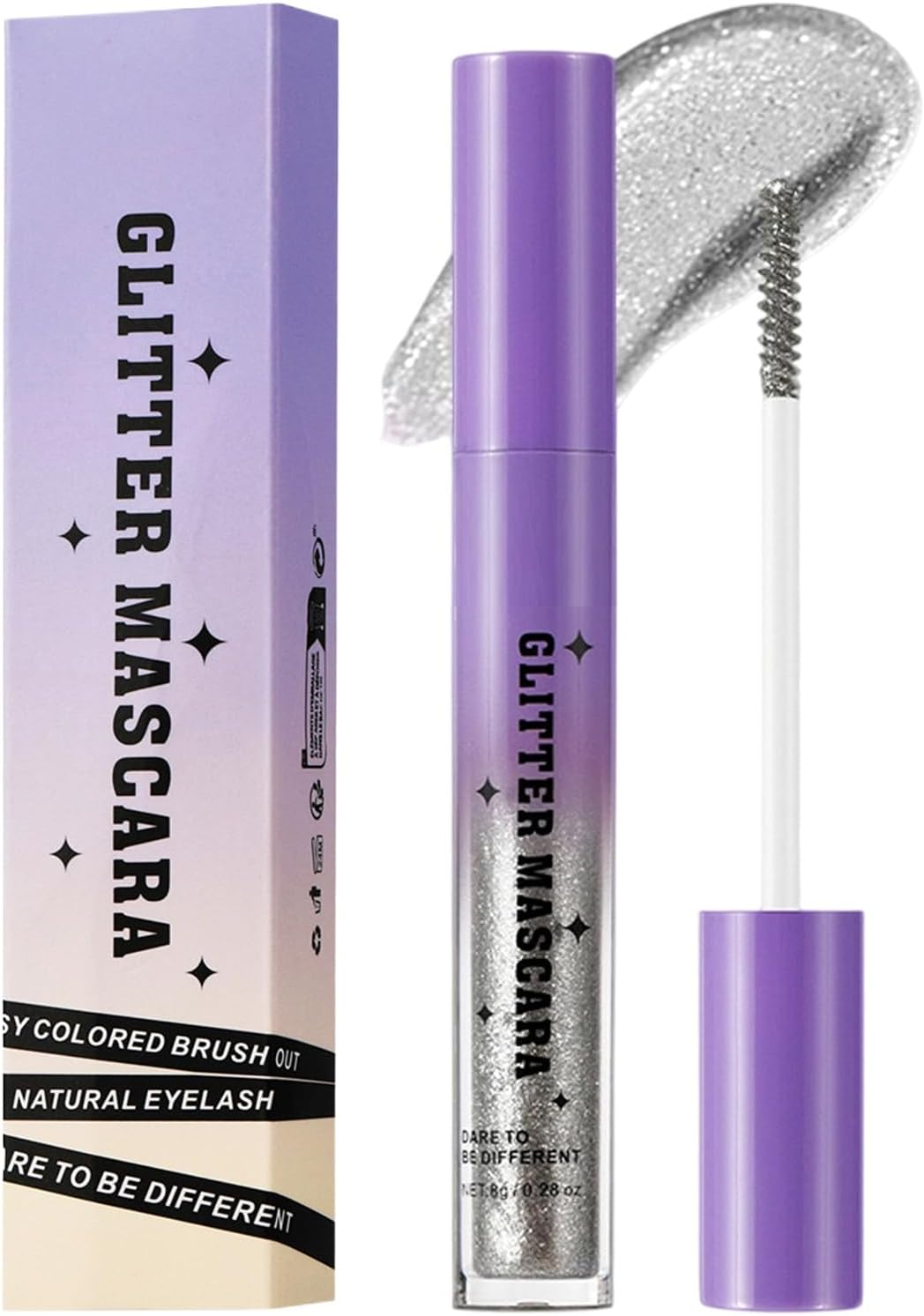 Glitter Mascara for Women | Waterproof Mascara | Waterproof Lengthening Curling Smudge-Proof Eyelash Makeup for Women Wedding Date Travel Party Night-Out