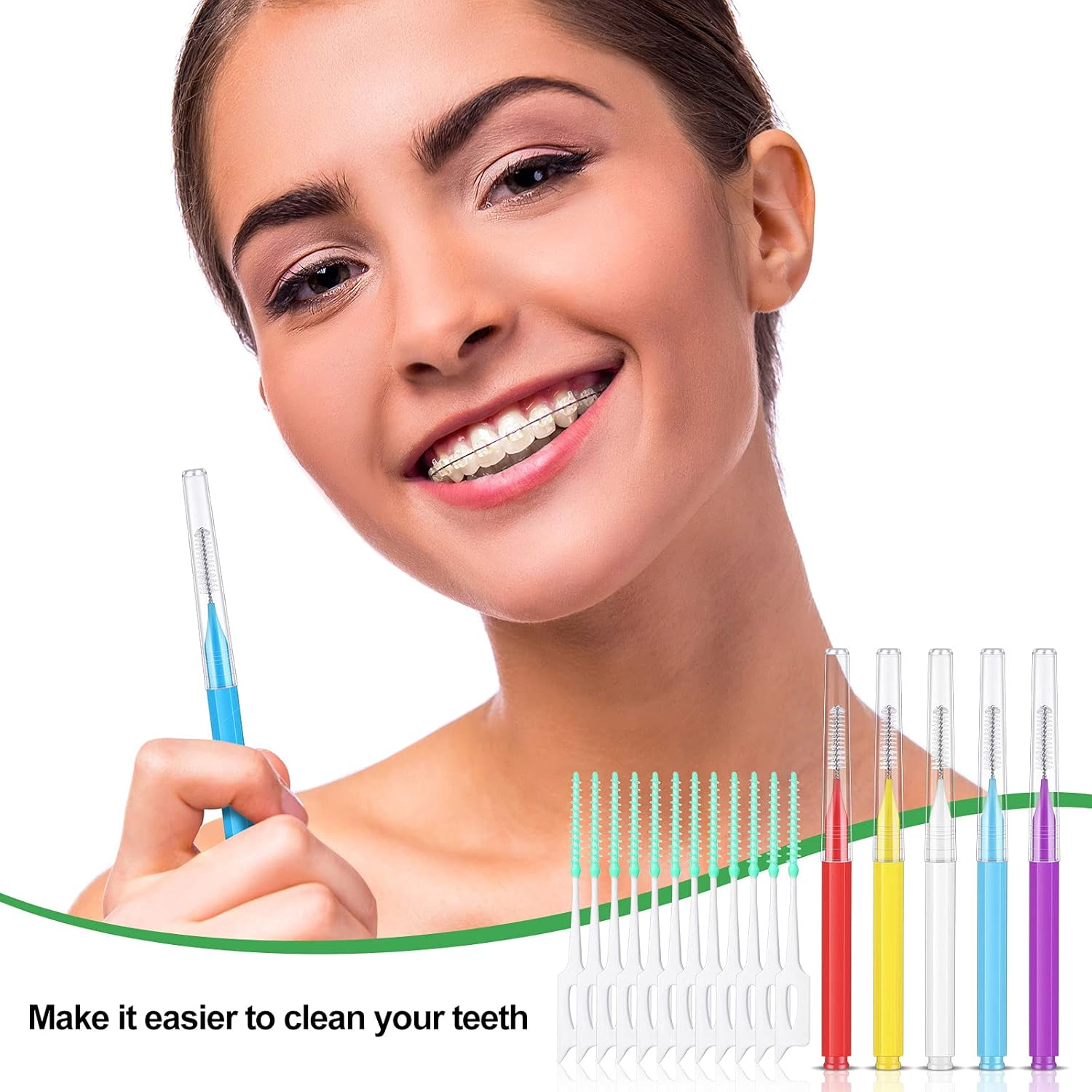 Zopeal 250 Pcs Interdental Brush for Braces Disposable Braces Flossers Dental Picks Floss Toothpick Dental Teeth Flossing Head Oral Hygiene Flosser Toothpick Soft Cleaning Tool (Stylish Color) image number 5
