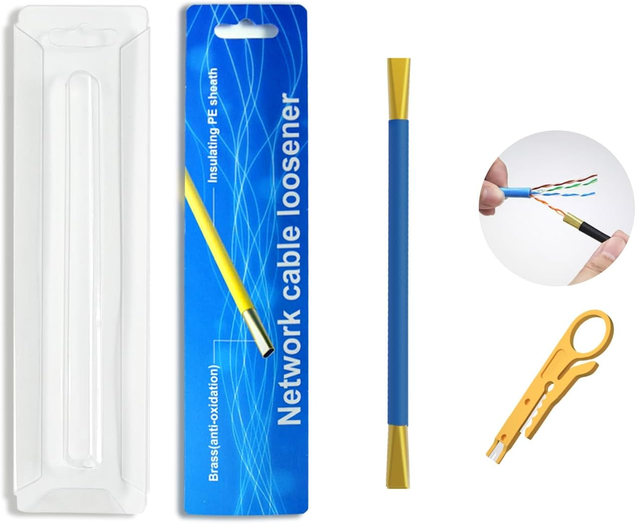 Network Cable Looser Mini Engineer Wire Stripper Wire Straightener Dual Twisted Wire Separators for CAT7/CAT6A/CAT6/CAT5 and Telephone Lines(Blue) - Green image number 6