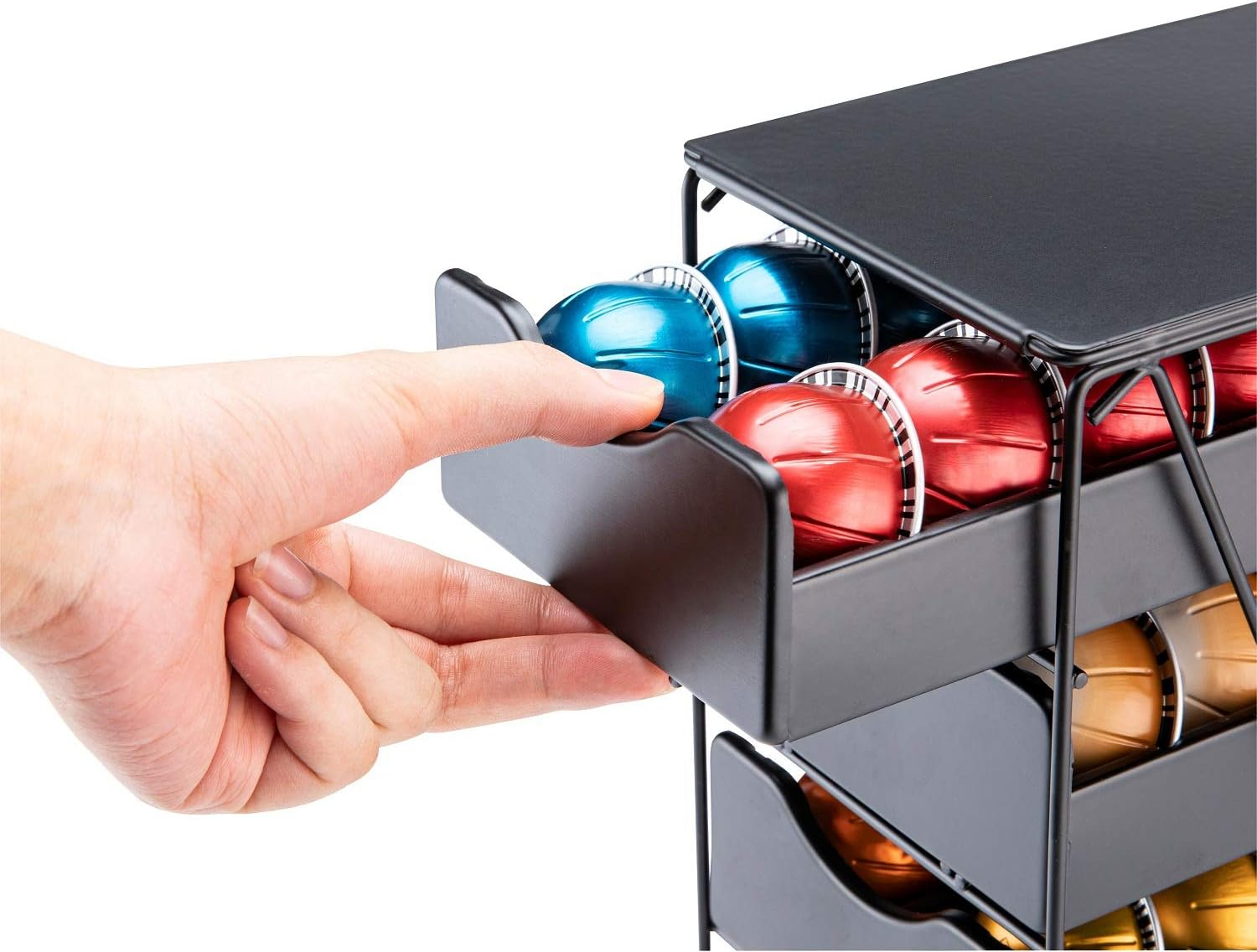 Flagship for Nespresso Pod Holder Vertuo Pod Drawer Large Mullti Tier Coffee Pod Holder(3 Tier (60Pods Capacity)) image number 6