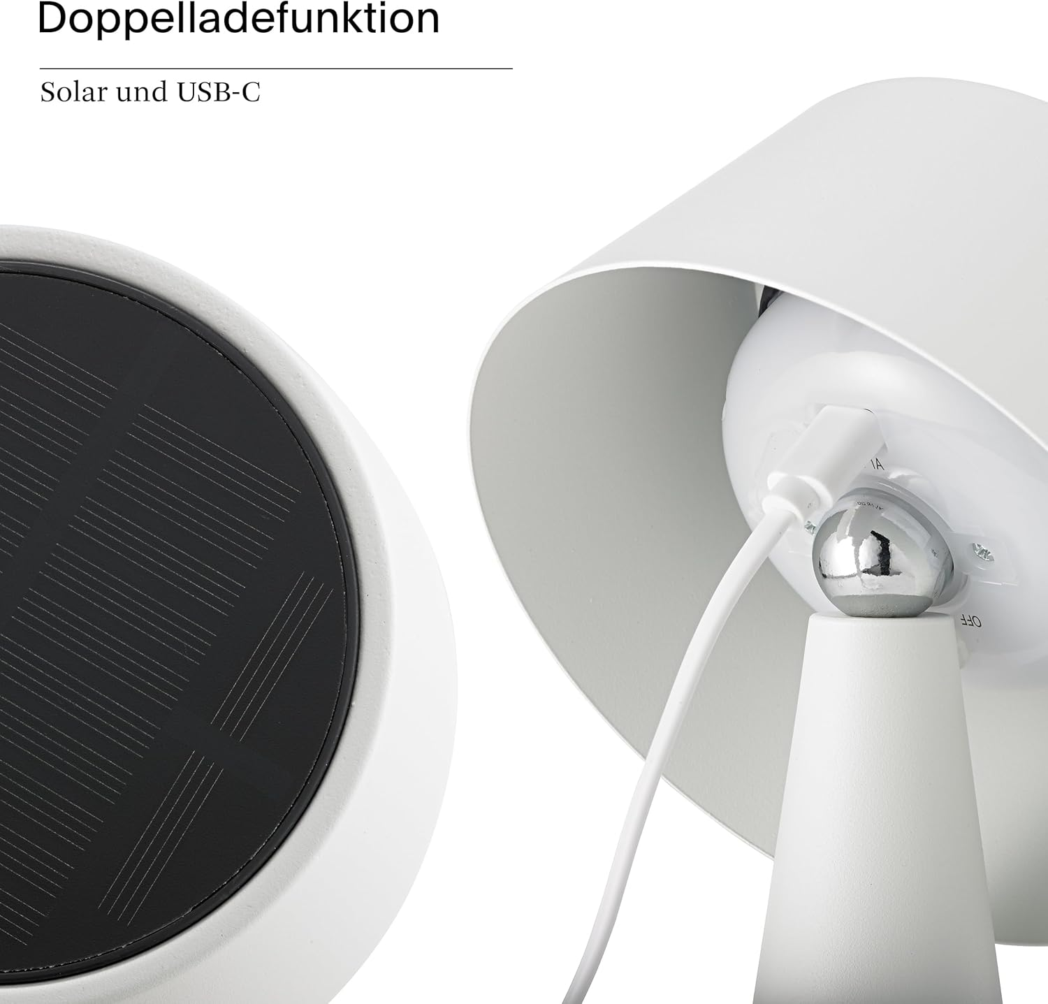 SIGOR Solino Snow White Solar LED Battery Table Lamp with Magnetic Joint and Double Charging Function (Solar & USB-C), Dimmable & Wireless, IP44 Outdoor Table Lamp, up to 6.5 Hours Light Time image number 5