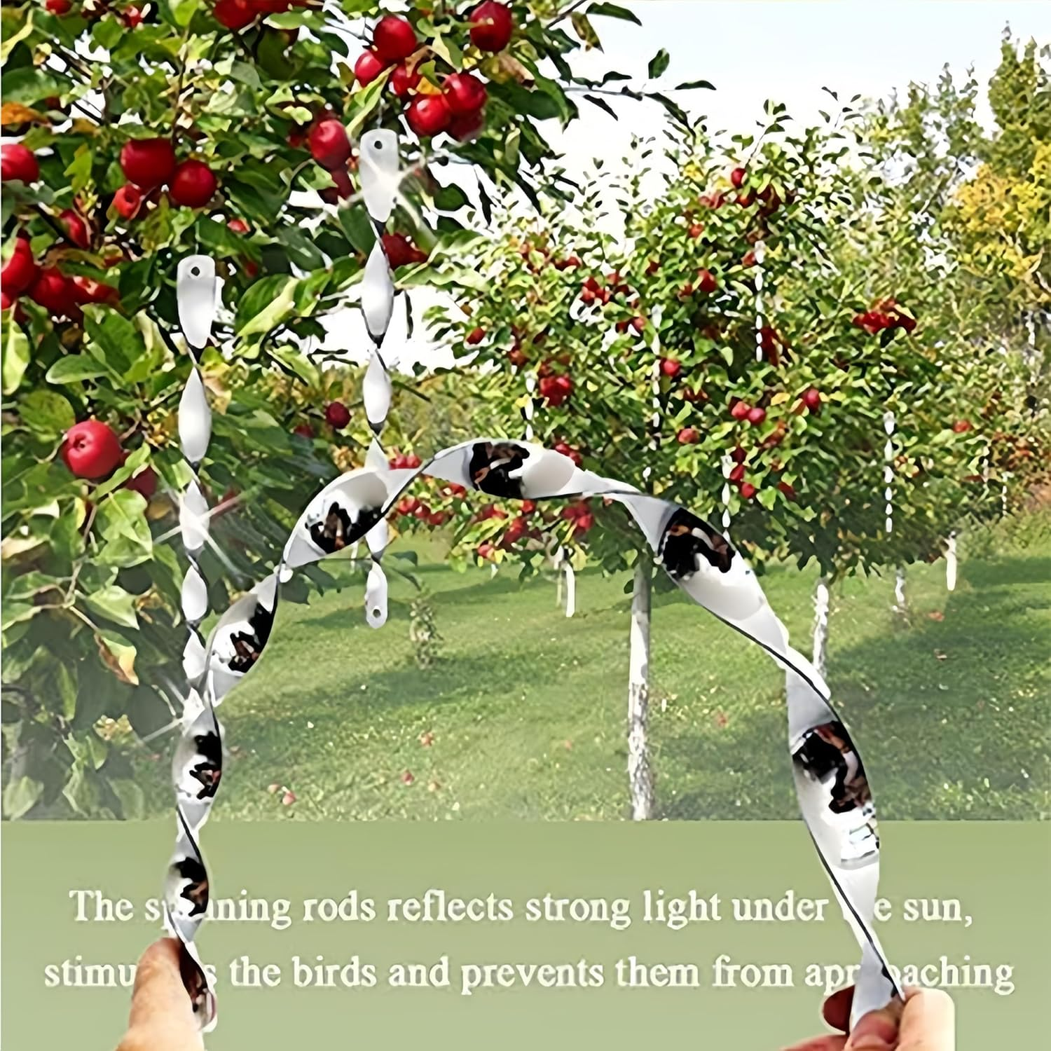 6 Reflective Scare Rods & 80M Reflective Tape, Bird Deterrent Kit ，Visual Bird Repellent for Gardens, Trees and Roofs image number 5