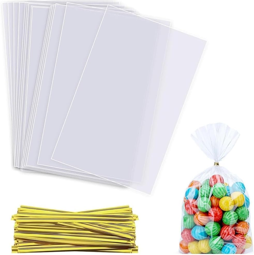 100 Pcs Clear Cellophane Bags,Plastic Gift Bags Clear Cellophane Treat Bags,For Party Favor Packaging image number 5