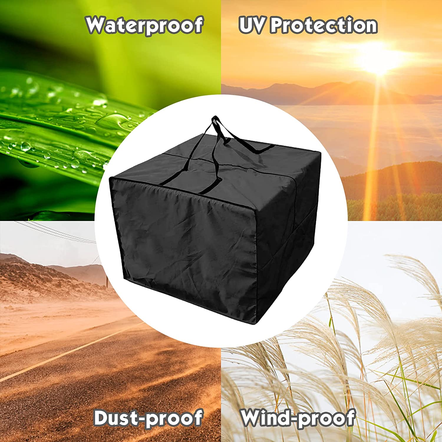 Garden Furniture Cushion Storage Bag Worthplanet Waterproof 210D Oxford Fabric 83 X 83 X 62Cm Furniture Seat Cushions Storage Bag with Handles Zippers and Carrying Bag for Cushions, Patio W200027 (Black) image number 1