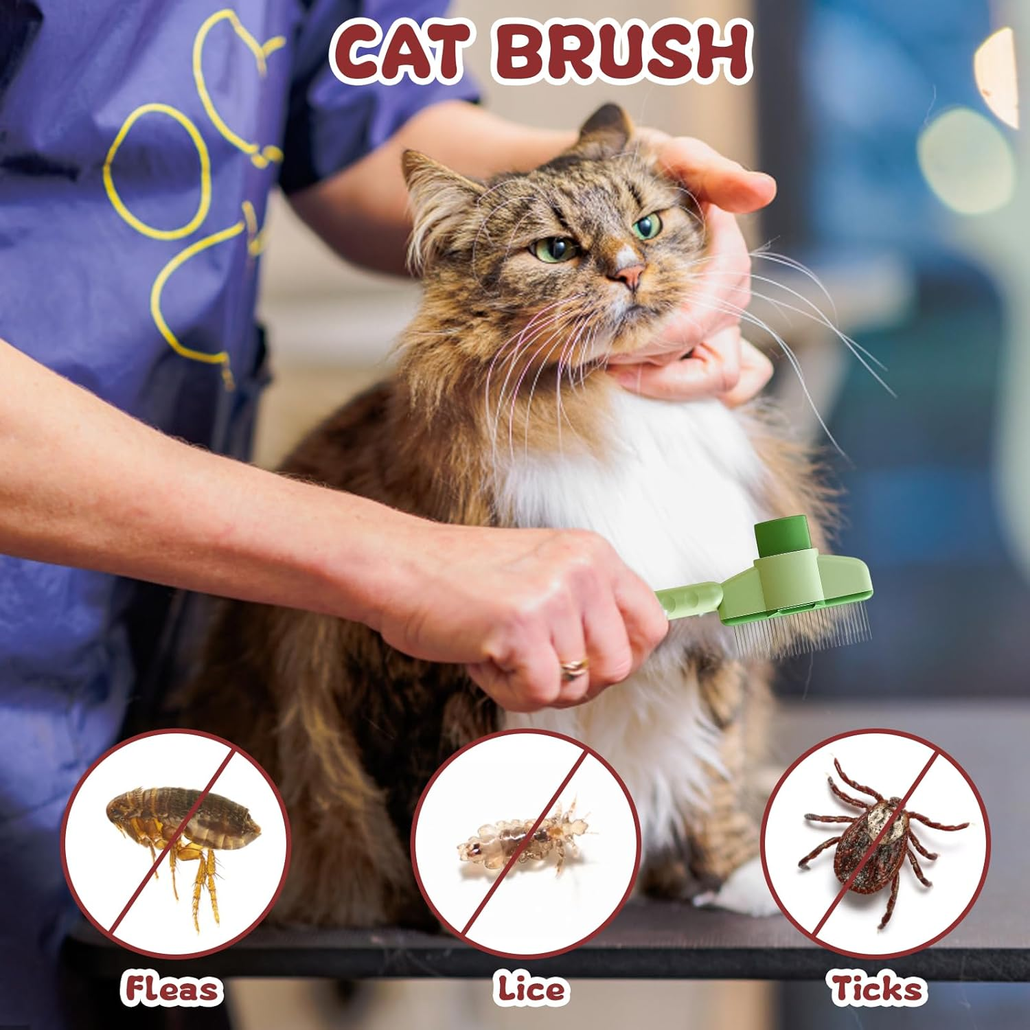 Pack of 4 Undercoat Brush Cat, Undercoat Brush Dogs, Cat Brush, Fur Flash Brush Cat, Brush Cat, Grooming Brush for Removal, for Dogs and Cats Brush image number 2
