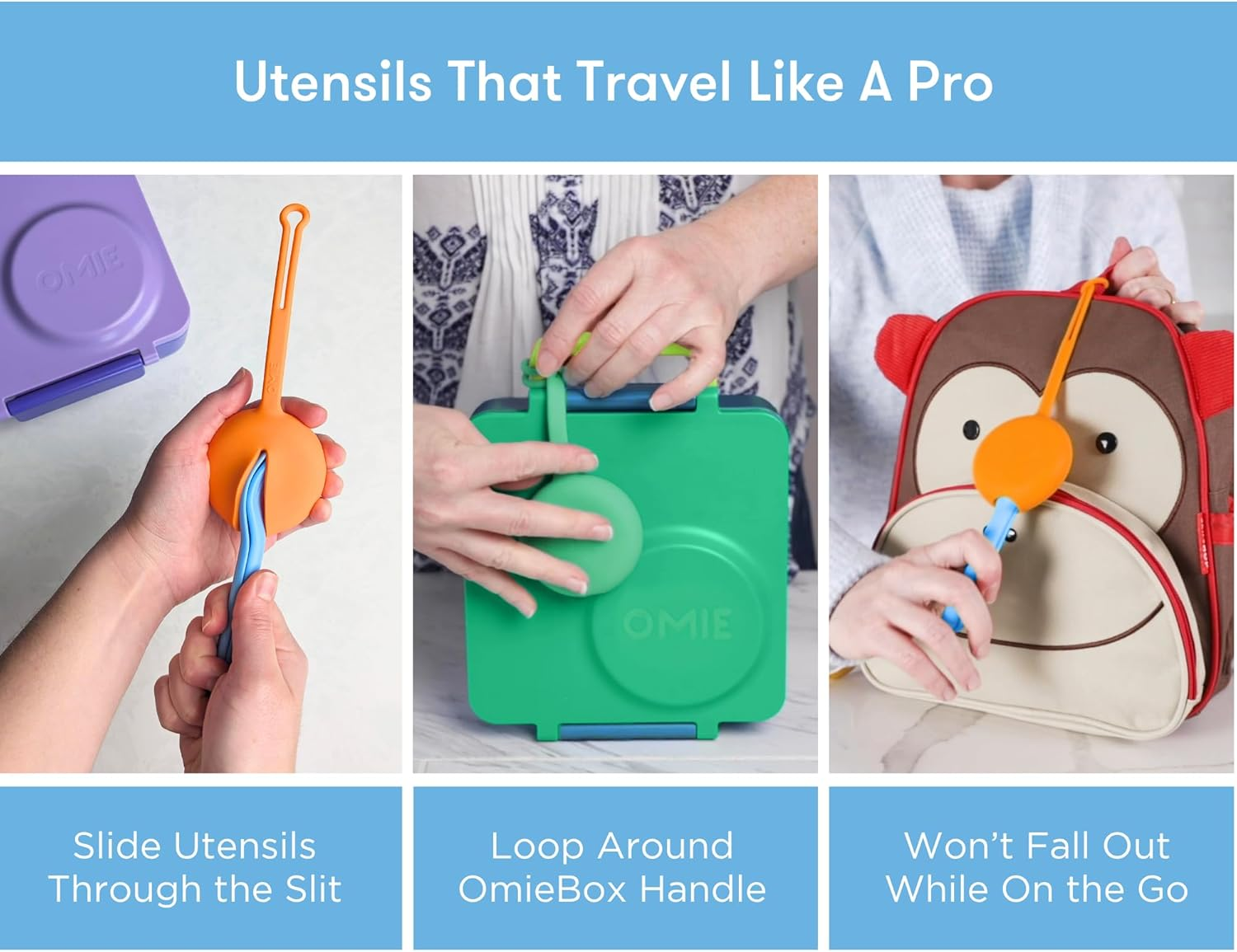 Omie Omiepod 3 Piece Cutlery Set - Capri Blue