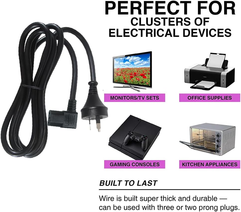 Right Angle C13 10A 250A Power Cord 3-Pin for IEC C13 L Shaped Connector Computer PC Monitor Rice Cooker Kettle Lead