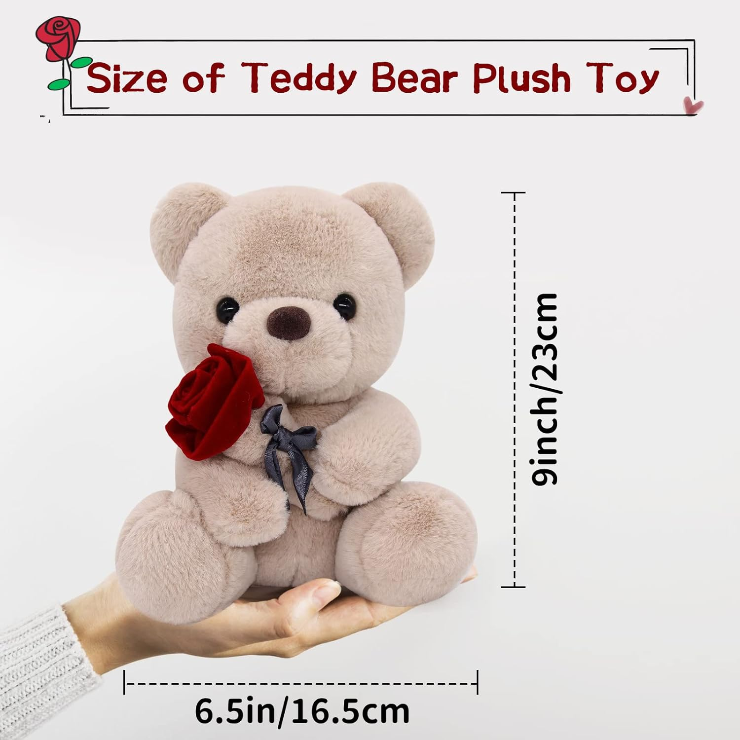 Teddy Bear Plush Toy Teddy Bear Stuffed Animal with Rose, Kawaii Brown Stuffed Teddy Bear Plush Bear Bear Plushie Toy for Kids Girl Girlfriend Birthday Valentine'S Day Gifts image number 5