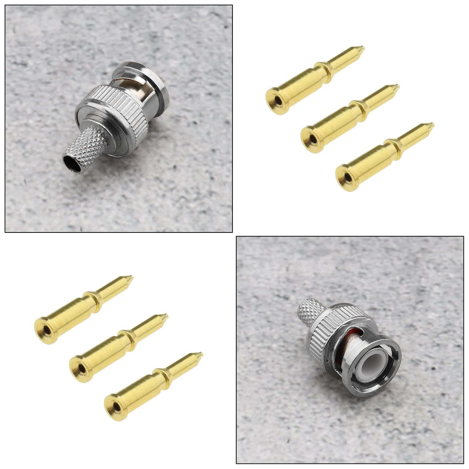 Ecsing 10 Sets BNC Crimp Connectors with Brass Center Pin for RG59 RG62 Coaxial Cable Adapter Coaxial Coax Cable Plug Camera Coax Male Jack 50 Ohm image number 1