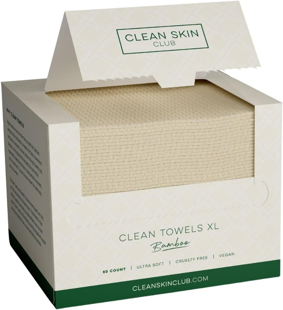 Clean Skin Club Bamboo Viscose Clean Towels&reg; XL 100% USDA Biobased Face Towel, Disposable Face Towelette, Makeup Remover Dry Wipes, Ultra Soft, 50 Ct, 1 Pack image number 3