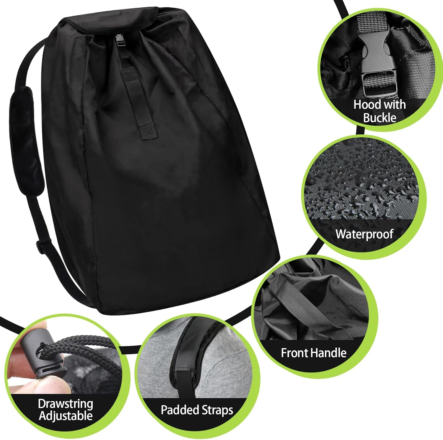 Doxcot Baby Car Seat Travel Bag for Airplane - Universal Fit (16.9" X 16.9" X 33.5"), Duty 900D Nylon, Water-Resistant, Padded Backpack Straps for Comfort - Easy Carry Car Seat Bags for Air Travel image number 2