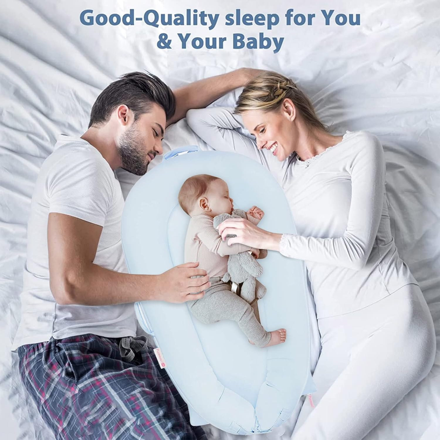 Organic Replacement Cover for Dockatot Deluxe+ Docks with Waterproof Pad Certified Organic Cotton Protects against Leaks Premium Quality Spare Cover (Cover Only) (Blue) image number 1