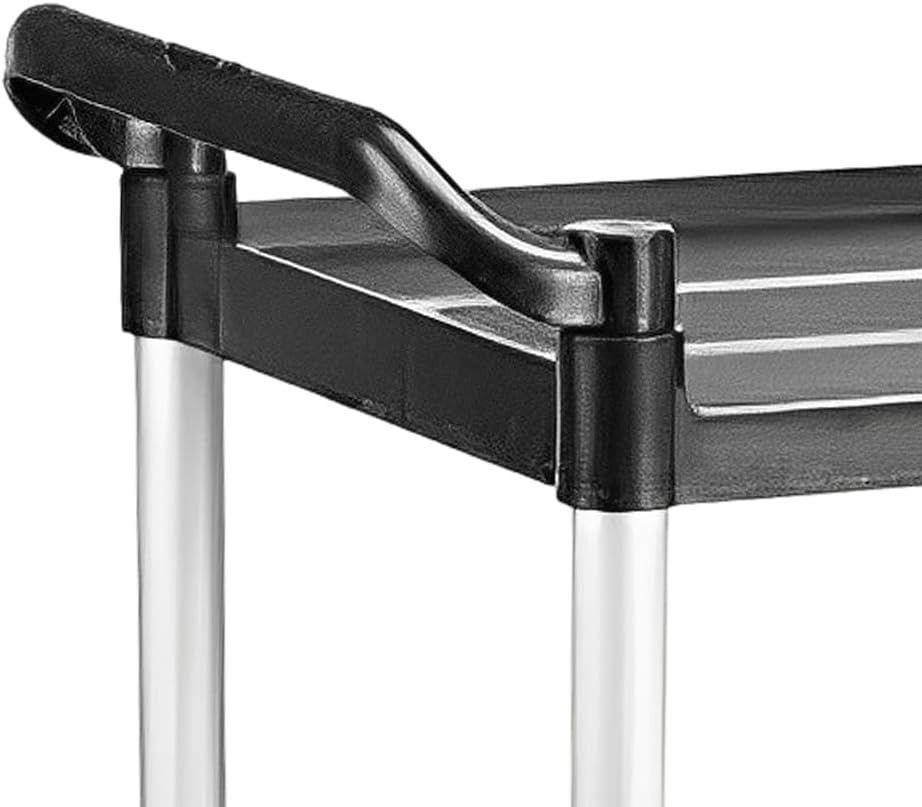 SOGA 2 Tier Food Trolley Portable Kitchen Cart Multifunctional Big Utility Service with Wheels 845X430X940Mm Black image number 1