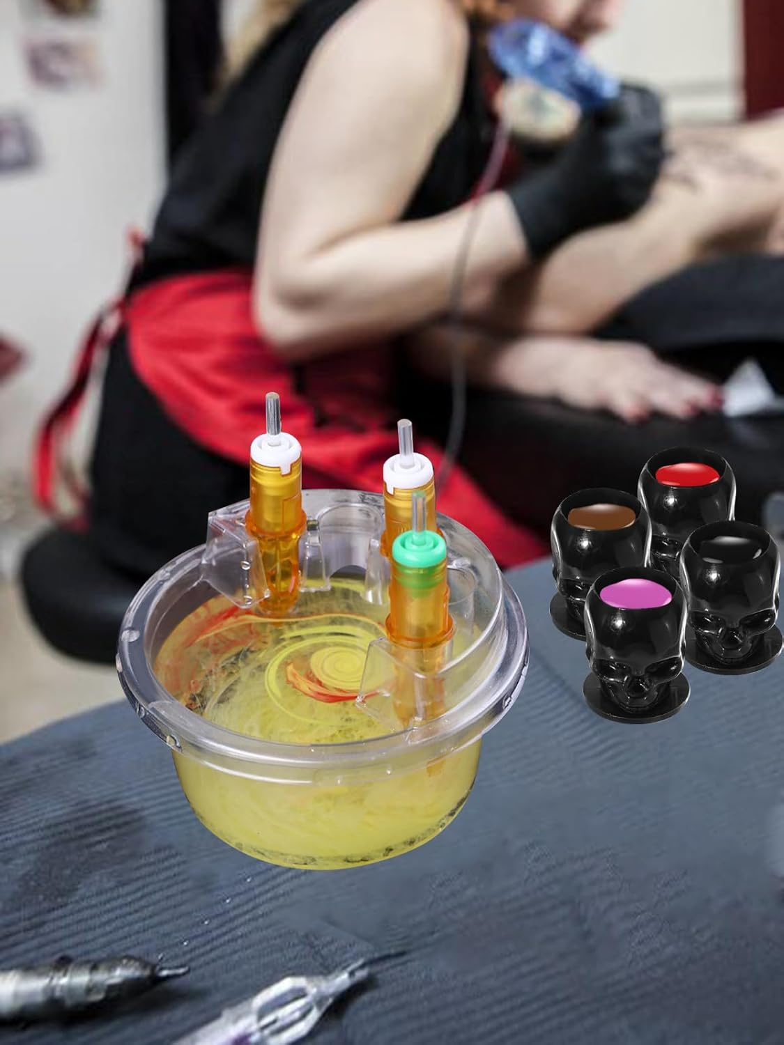 HOINCO 20PCS Disposable Tattoo Cartridge Cup Holder,Tattoo One Piece Needle Placement Rack Disposable Plastic Cup Working Cup Cleaning Cup image number 2